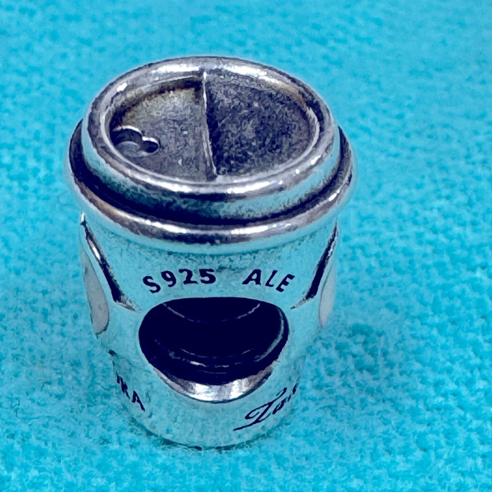 Genuine PANDORA Take a Break Coffee Cup Charm silver